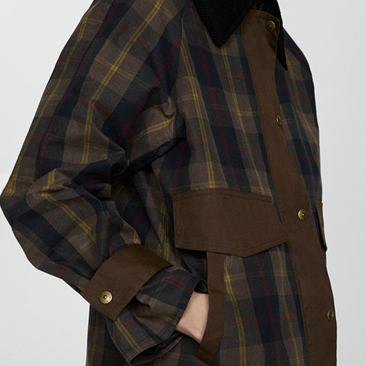 Abrigo Acolchado con Cuello de Piel - Diseño Tartán Otoño Invierno - Image 5