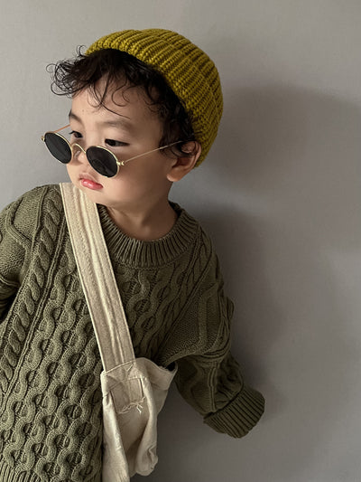 Suéter Infantil Retro con Patrón de Trenza Tejido - Image 23