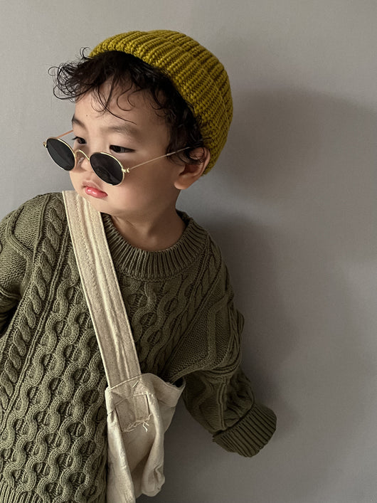 Suéter Infantil Retro con Patrón de Trenza Tejido - Image 23