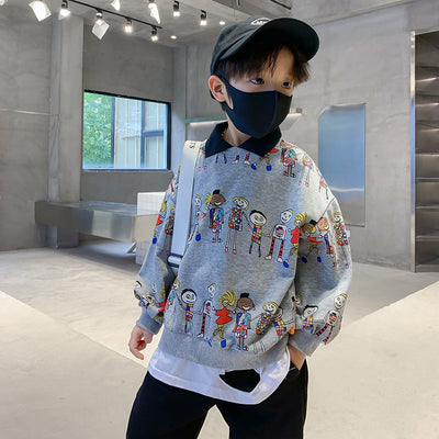 Camisa Infantil Coreana con Cuello Solapa - Manga Larga para Niño