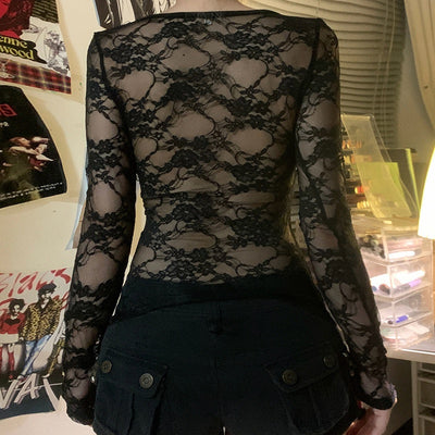 Blusa Sexy Encaje Espalda Descubierta Ajustada Elegante - Image 17