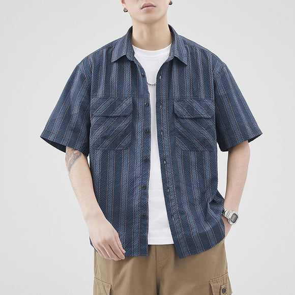 Camisa de Verano Seersucker a Rayas para Hombre