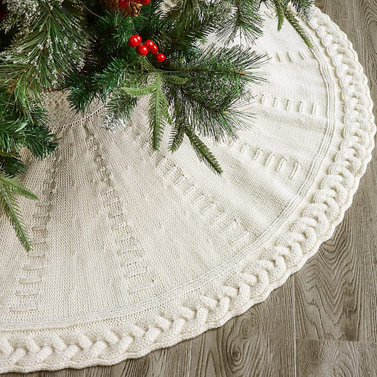 Falda Navideña Tejida Roja para Árbol de Navidad - Image 6
