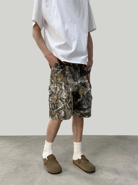 Pantalones Cargo Cortos Camuflaje Ramas Lavado - Multibolsillos - Image 16
