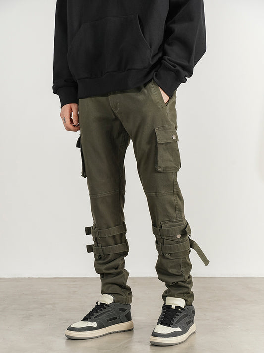 Pantalón Cargo Ajustado Distressed con Doble Encaje y Tobillo Entallado - Image 2