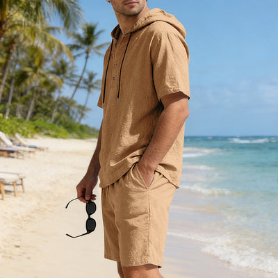 Conjunto Deportivo Holgado de Lino Transpirable con Capucha - Image 13