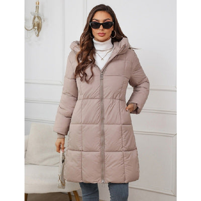 Abrigo Acolchado Largo con Capucha para Mujer - Image 3