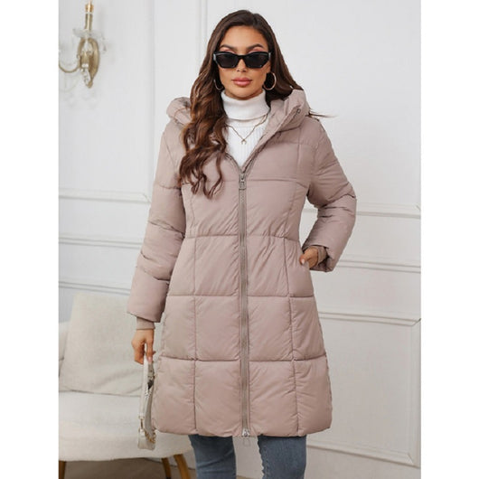 Abrigo Acolchado Largo con Capucha para Mujer - Image 3