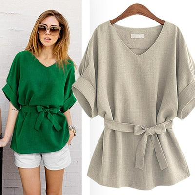 Blusa Holgada de Algodón y Lino - Image 13