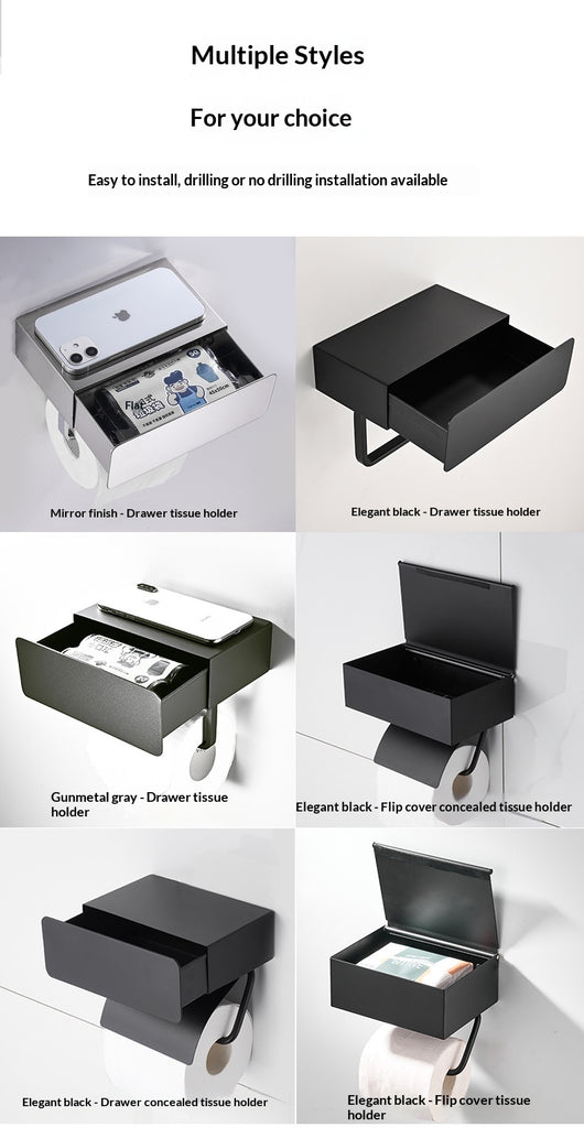 Organizador de Baño Negro con Repisa para Papel Higiénico y Toallitas - Image 19