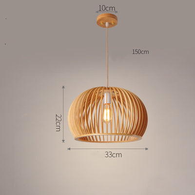 Lámpara Colgante Semicircular de Madera Nórdica para Comedor y Dormitorio - Image 7