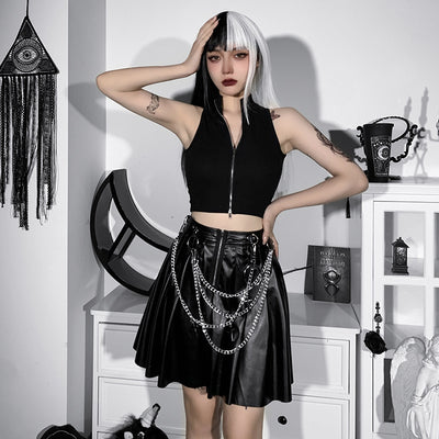 Falda de Cuero PU Plisada con Cadenas Punk - Image 15