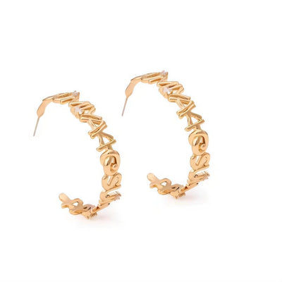 Aretes de Letras Metálicas Personalizadas Estilo Ins - Pendientes C - Image 2