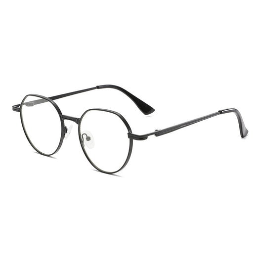 Round metal sunglasses with silver frames and dark gray lenses, featuring black temple tips, on a white background. - Image 10