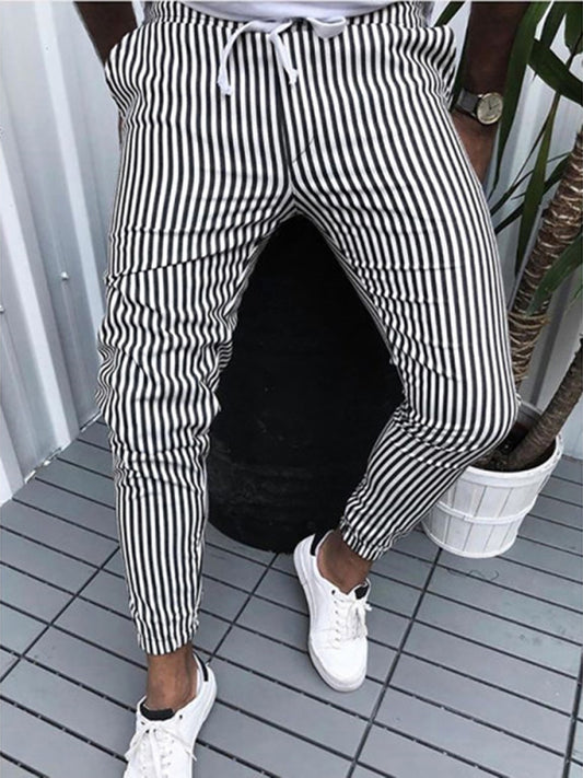 Pantalones Casuales Slim Fit con Estampado de Rayas para Hombre - Verano - Image 2