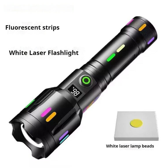 Linterna LED Láser Blanca con Luces Multicolor