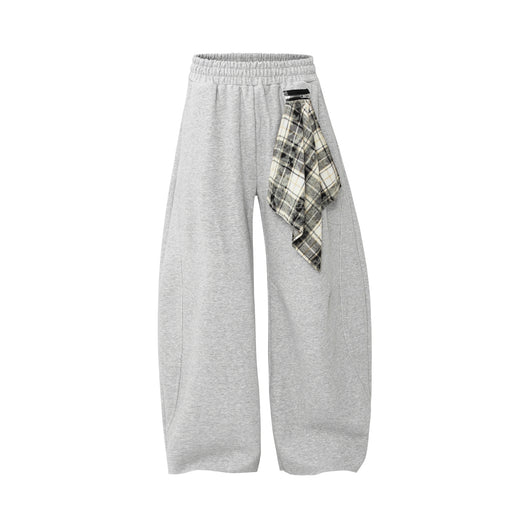 Pantalón Ancho Suelto con Pañuelo Cuadriculado Retro Desmontable - Image 14