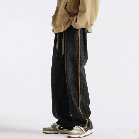 Pantalones Casuales Retro Lavados Rectos Sueltos para Hombre - Image 3