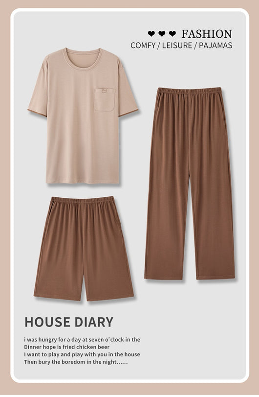 Pijama Hombre Modal Verano - Set 3 Piezas Manga Corta Transpirable - Image 16