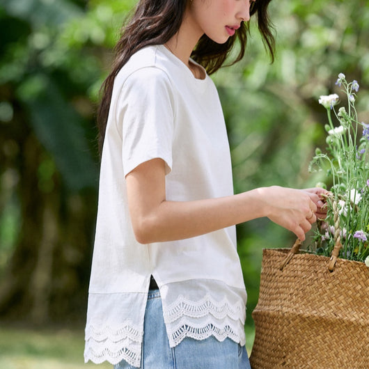 Blusa Verano Doble Capa con Diseño de Encaje Ondulado - Image 9
