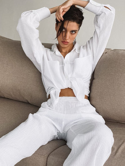Conjunto de Blusa Suelta y Pantalón Recto de Cintura Alta - Image 4