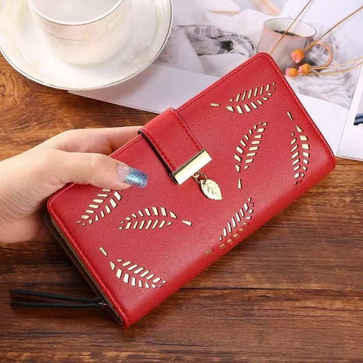 Cartera Larga para Mujer con Diseño de Hojas Doradas - Billetera y Portatarjetas - Image 8