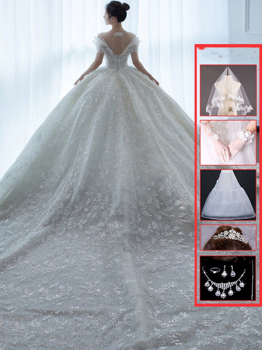 Vestido de Novia Francés Hombros Descubiertos - Image 7