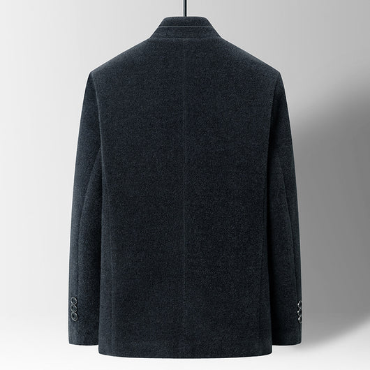 Abrigo Casual de Lana Chenilla con Cuello Alto para Hombre - Image 4
