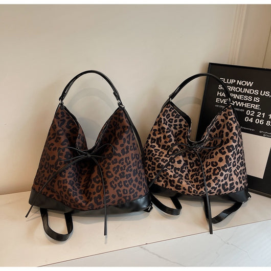 Mochila de Moda con Estampado Leopardo de Gran Capacidad Multiusos - Image 14