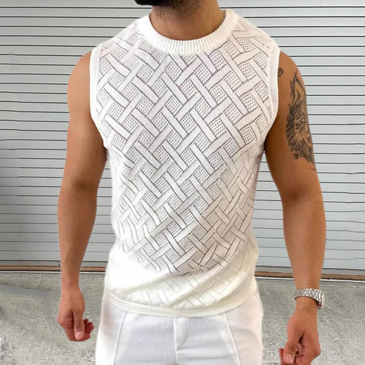 Chaleco Tejido Cuello Redondo para Hombre con Calado Primavera-Verano - Image 13