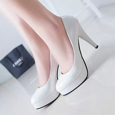 Tacones Charol Elegantes Punta Abierta Stiletto Ultra Alto - Image 7