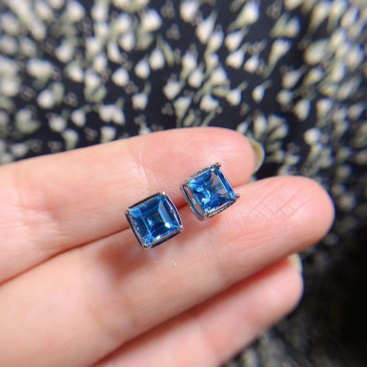 Aretes de Topacio Azul Natural con Plata 925 - Diseño Minimalista Asche - Image 9