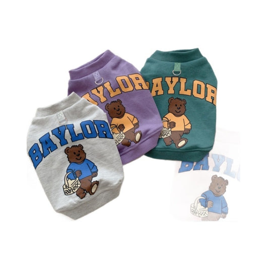 Large dog wearing a teal fleece-lined sweatshirt with 'BAYLOR' text and a bear graphic on the back. - Image 4
