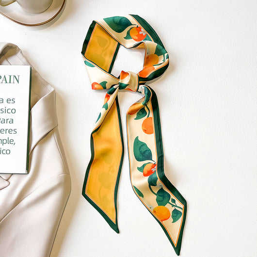 Pañuelo de Seda Estampado con Frutas - Diseño Largo y Elegante para Mujer - Image 4