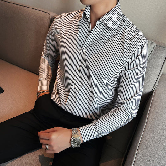 Camisa de Vestir Hombre Talla Grande a Rayas sin Planchado - Image 6