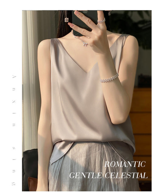 Blusa Suelta sin Mangas con Base Satinada Sedosa - Image 18