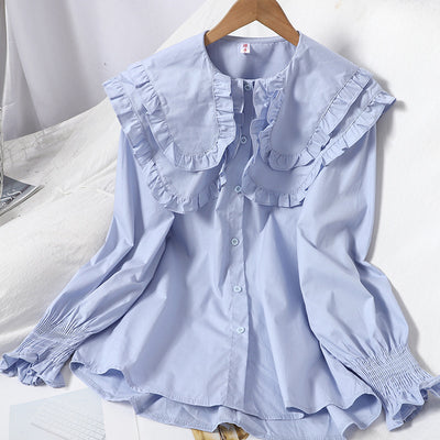 Blusa Elegante de Doble Textura con Cuello Solapa
