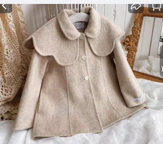 Abrigo Reversible de Lana y Cachemira para Niña Estilo Retro - Image 2
