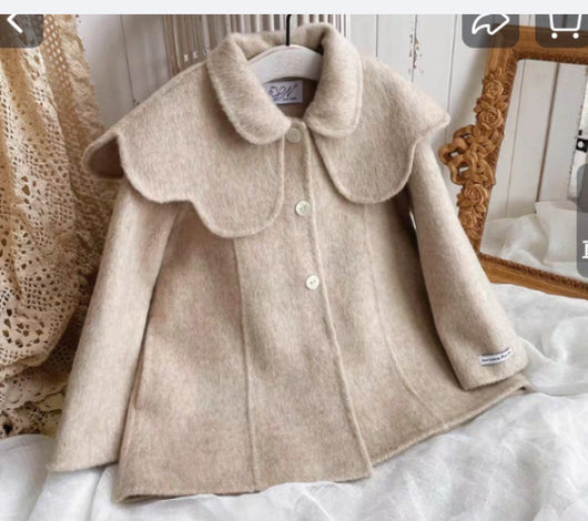 Abrigo Reversible de Lana y Cachemira para Niña Estilo Retro - Image 2