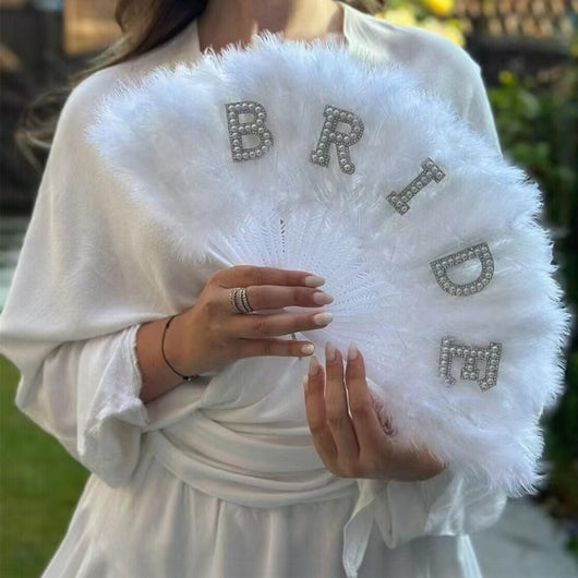 Abanico de Plumas Blanco Perla para Novia - Image 6