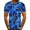 Playera de Manga Corta con Patrón Geométrico Digital Tridimensional