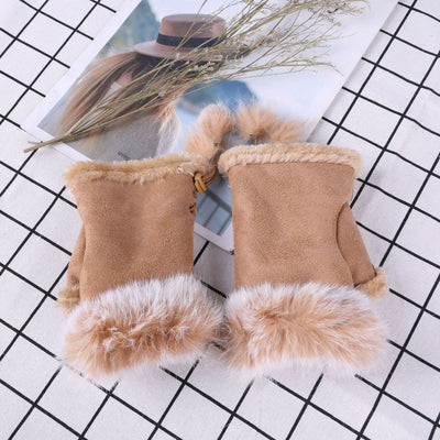 Guantes Mitones de Pelo de Conejo y Gamuza - Image 14