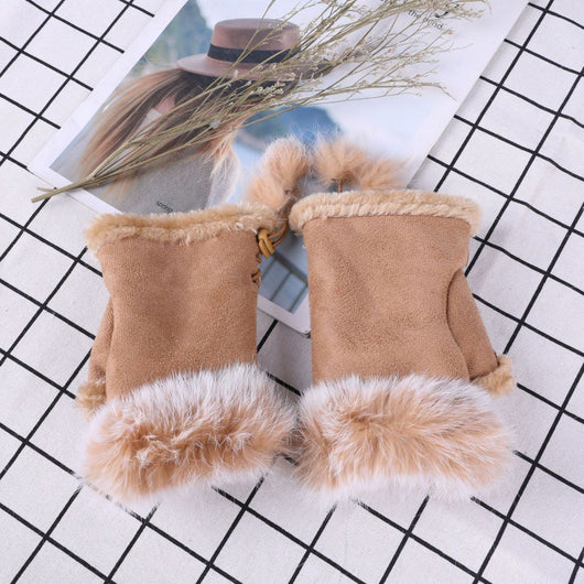 Guantes Mitones de Pelo de Conejo y Gamuza - Image 14