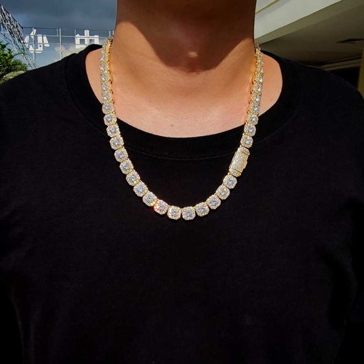 Cadena Hip Hop Cuadrada de Piedra de Caramelo - Collar y Pulsera - Image 49