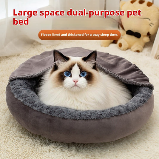 Cama Redonda Premium para Mascotas - Colchoneta Térmica Cuatro Estaciones Tamaño Grande - Image 2