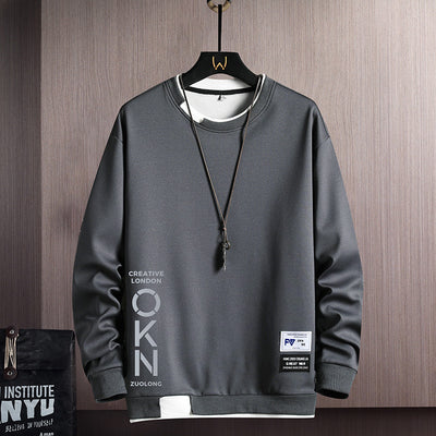Sudadera Hoodie Casual para Hombre con Diseño de Dos Piezas y Estampado de Letras - Image 2