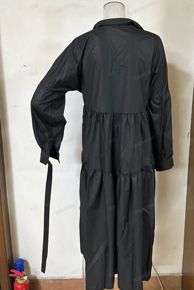 Vestido Camisero Plisado con Mangas Abullonadas - Corte Amplio para Mujer - Image 9
