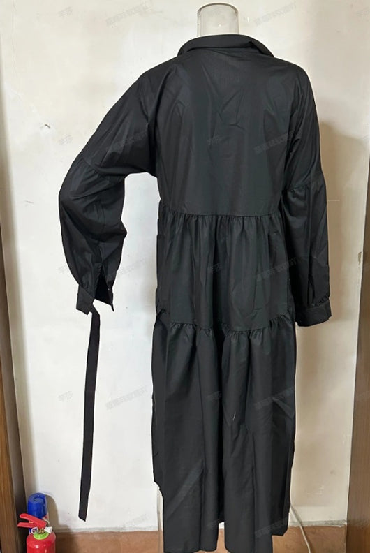 Vestido Camisero Plisado con Mangas Abullonadas - Corte Amplio para Mujer - Image 9