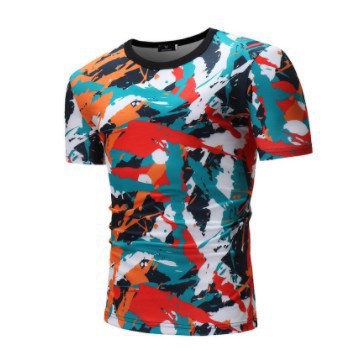 Camiseta Cuello Redondo Manga Corta con Impresión 3D Digital