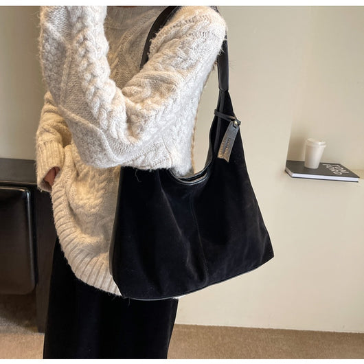Bolso de Hombro de Ante Vintage con Costuras para Mujer - Image 18